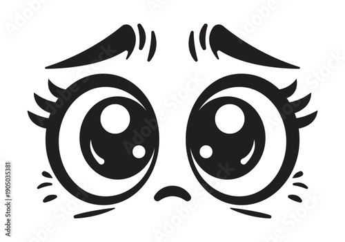 Vector Black Sad Eyes Cartoon