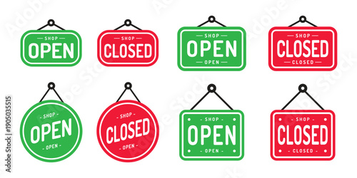 Vector Open And Closed Sign Icon Set