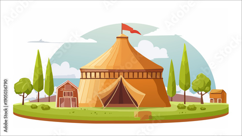 Mongolian house and farm