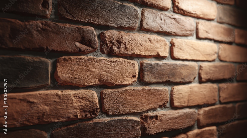 Obraz premium Textured Brick Wall in Warm Tones, Perfect for Backgrounds, Interior Decor, or Architectural Designs, Highlighting Rustic Charm and Natural Appeal