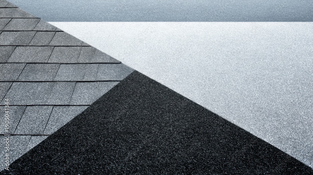 Fototapeta premium Textured Roof Surface with Geometric Patterns in Shades of Gray and White, Ideal for Architectural and Construction Projects