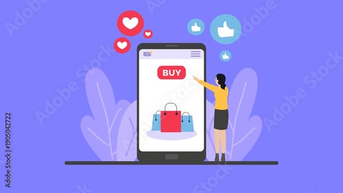 E-commerce Mobile Shopping Animation with Social Media Engagement