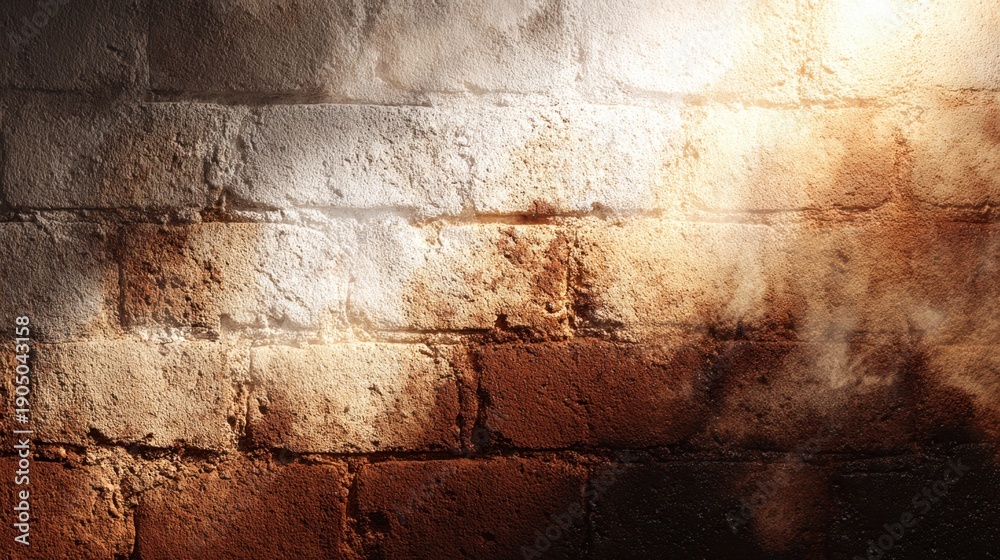 Fototapeta premium Textured Wall Surface with Warm Lighting Creating a Unique Contrast of Shadows and Hues in an Urban Setting for Creative Projects and Backgrounds