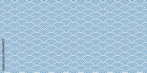 和風の波の模様のシームレス背景画像。（Seamless background image of Japanese style wave pattern.）
