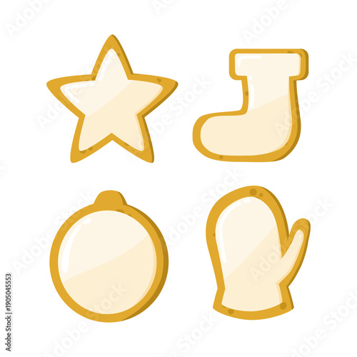 Plain Vanilla Star, Sock, Round, and Mitten Gingerbread Cookies Set