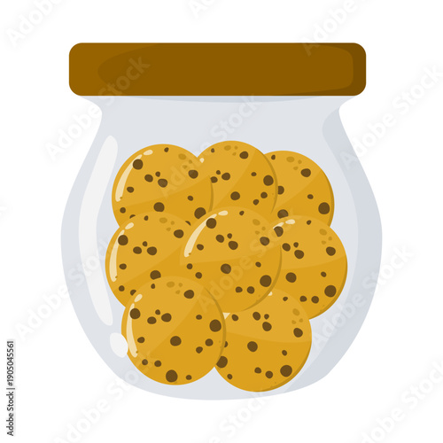 Cute hand drawn chocolate chips cookies in a jar