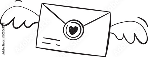 Envelope Flying With Wings Doodle