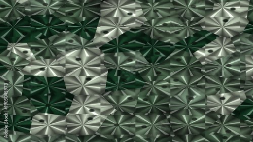 Green and Silver Geometric Star Pattern Loop Motion Graphic Background