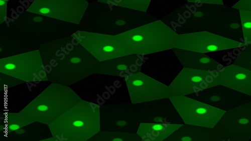 Green Cells With Glowing Dots Microscopic Animation