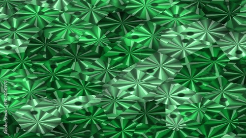 Green Geometric Flower Pattern Motion Loop Abstract Background
