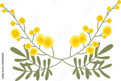 Mimosa Branch Wreath Cartoon