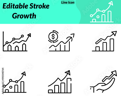 A modern growth icon featuring an upward arrow rising bars a growing plant. Symbolizing progress success improvement and long-term development. Designed with clean lines balanced shapes and a simple.