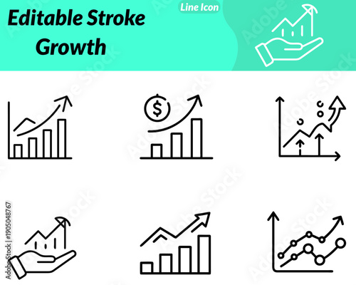 A modern growth icon featuring an upward arrow rising bars a growing plant. Symbolizing progress success improvement and long-term development. Designed with clean lines balanced shapes and a simple.