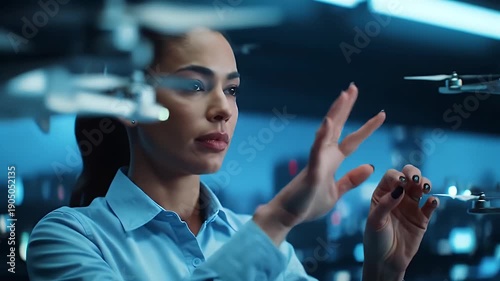 Woman Using Touchscreen.