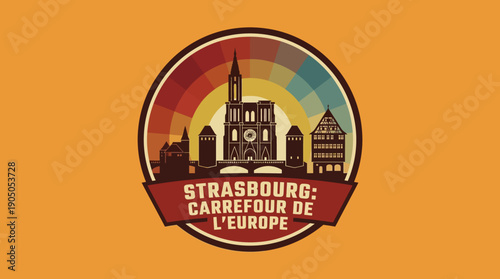 Strasbourg Crossroads of Europe - Famous Landmarks and Colorful Sunset Sky