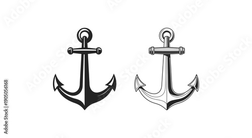 Black and white anchor icons on white background.