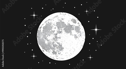 Full Moon with Crater Details Visible.