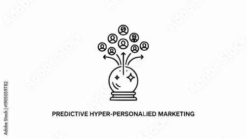 Foto Crystal Ball with Marketing Icons.