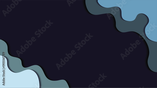 Abstract dark blue paper-cut wavy background for professional corporate presentations, luxury technology brand headers, and sophisticated digital marketing backdrops