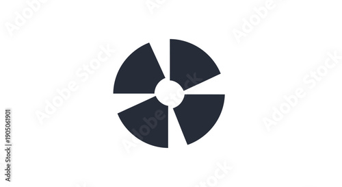 Abstract black and white segmented circular shape with a central hole.