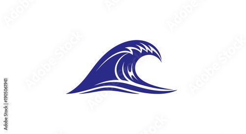 Stylized blue ocean wave icon with dynamic curling crest.