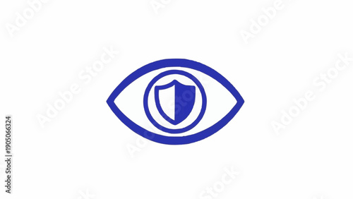 Foto Blue eye with shield logo symbol.