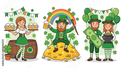 St Patricks Day Celebration with Leprechauns and Beer