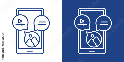 Content Blue And White Icon Style Collection