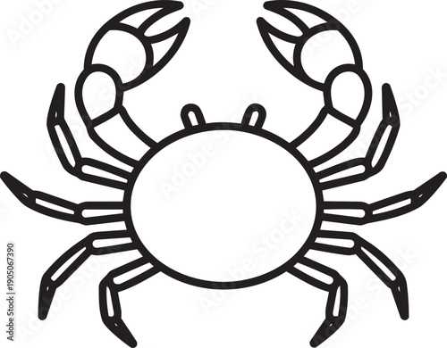 Crab Silhouette icon: An intricate illustration of a crab showcasing its distinctive features, including formidable claws and a segmented body.