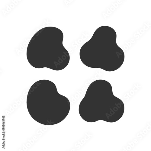 Ink blot silhouettes Liquid stains with drops paint splashes Ink blot vector set