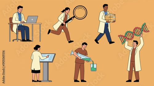 Diverse Team of Scientists Collaborating on Medical Research and Discovery