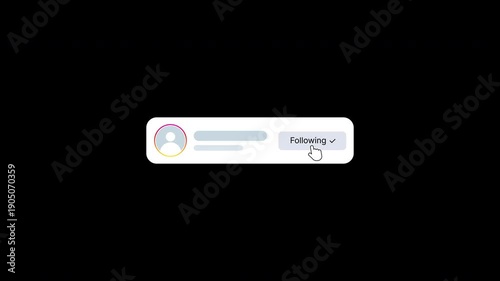 Follow Button Animation. Transparent Background Alpha Channel Only On 4K	