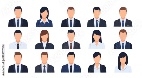Professional Business Avatar Collection: Diverse Corporate Team Icons