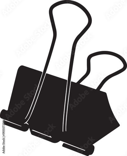 Simple black clip illustration on transparent background for office supply concept