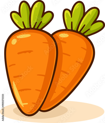 Cute flat two carrots vector illustration isolated on white background.