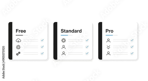 Three pricing tiers displaying features suitable for digital business concepts