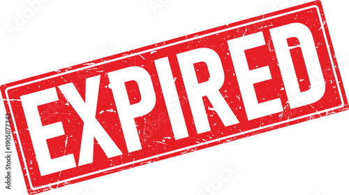 Red Expired Grunge Rubber Stamp Impression Isolated on Transparent Background