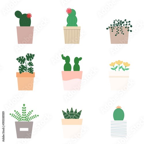 화분 & 다육식물 일러스트 9종 세트