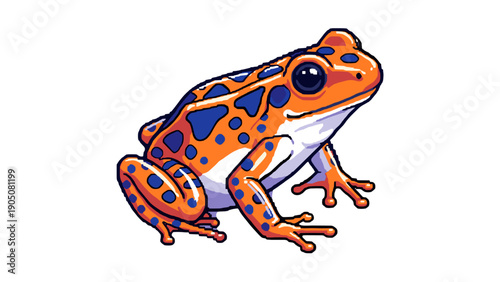 Poison dart frog with orange and blue spots illustration