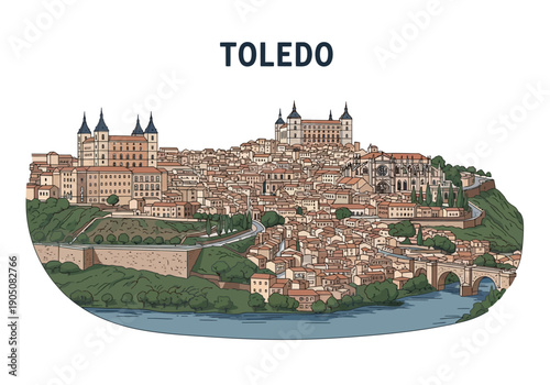City of Toledo Skyline Panorama View.