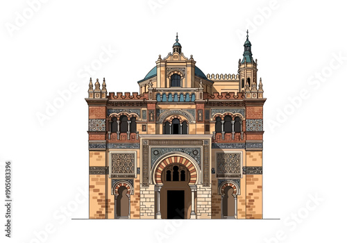 Facade of historic building architecture.