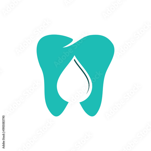 Teal Tooth Icon Dental Symbol Design.