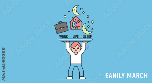 Man Balancing Work Life Sleep Daily Routine.