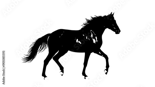 Running Horse Silhouette in Dynamic Motion with Dramatic Black Color on for Equestrian Logo isolated on a transparent background