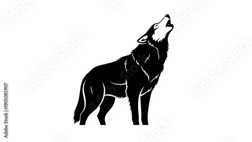 Wolf Silhouette Howling in Simple Monochrome Design on for Logo isolated on a transparent background