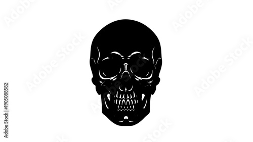 Human Skull Silhouette in Dark Moody Lighting on for Halloween Design isolated on a transparent background