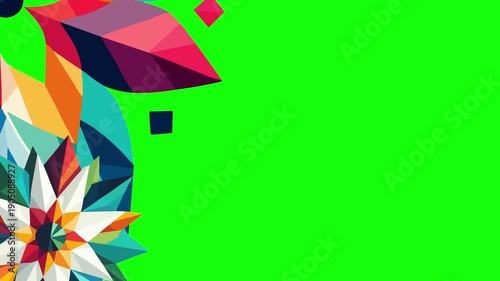 Colorful Abstract Geometric Motion Background on Green Screen