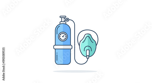 Oxygen Tank and Mask - Medical Equipment Illustration