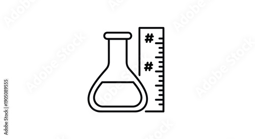 Laboratory Flask with Ruler Icon - Science and Measurement Concept