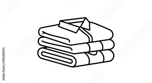 Folded clothing stack outline icon for laundry and apparel related design